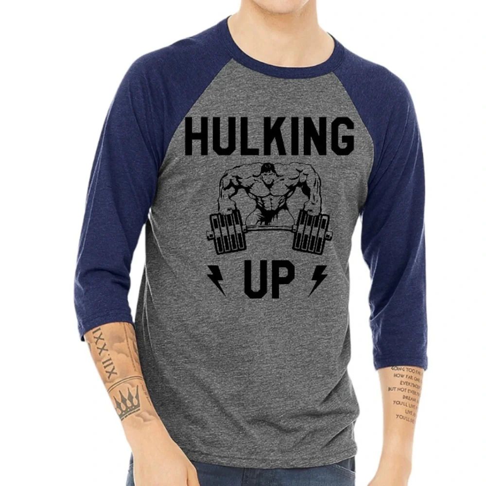 New Bella Canvas 3200 Incredible Hulk 3/4 Sleeve Baseball Shirt Shirt S-2XL